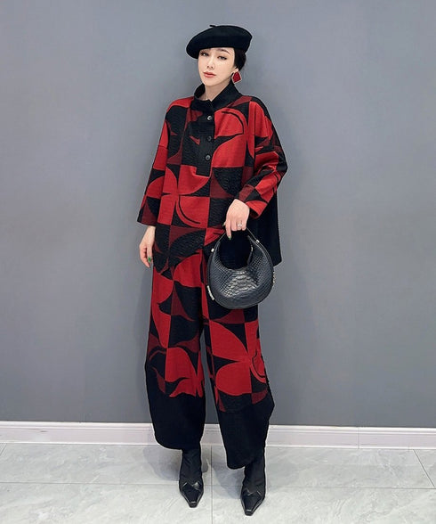 Geometric Pattern Top & Pants Co-ord